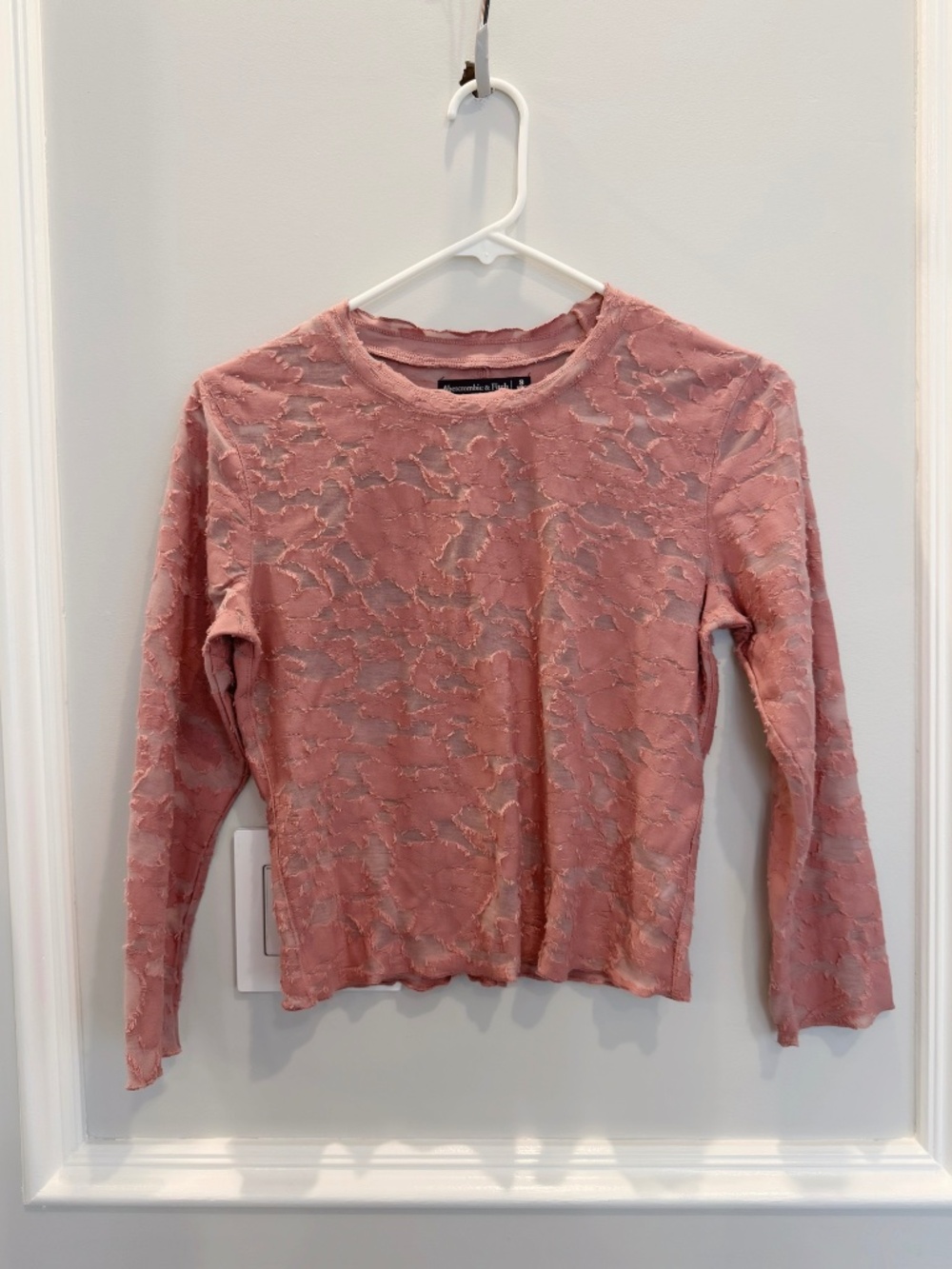 Abercrombie & Fitch Pink Burnout Mesh Floral Lace Top S